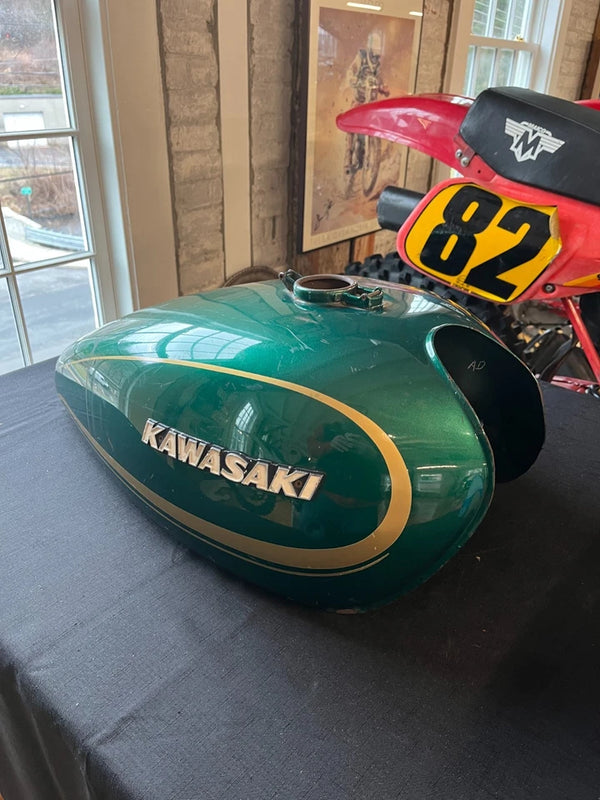 1978 Kawasaki KZ 1000 OEM Fuel Tank- Green with Gold Pinstripes