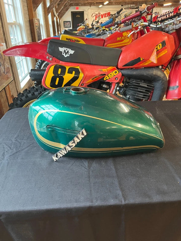 1978 Kawasaki KZ 1000 OEM Fuel Tank- Green with Gold Pinstripes