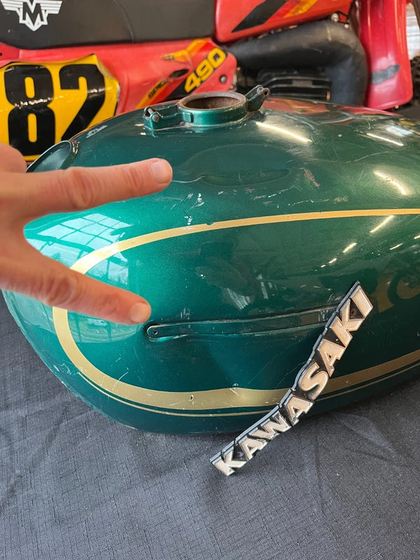 1978 Kawasaki KZ 1000 OEM Fuel Tank- Green with Gold Pinstripes
