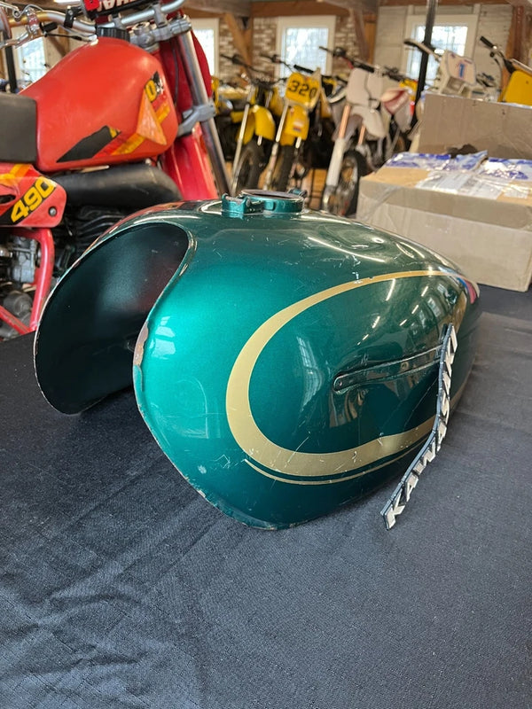 1978 Kawasaki KZ 1000 OEM Fuel Tank- Green with Gold Pinstripes