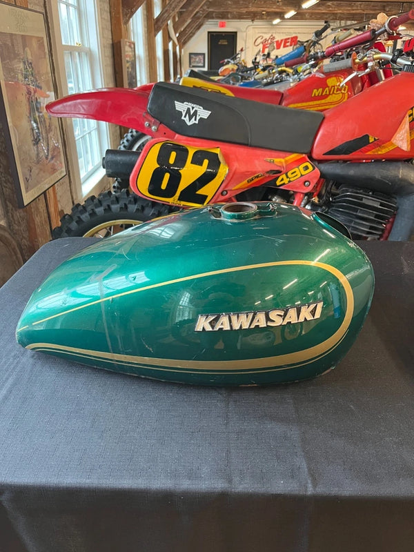 1978 Kawasaki KZ 1000 OEM Fuel Tank- Green with Gold Pinstripes
